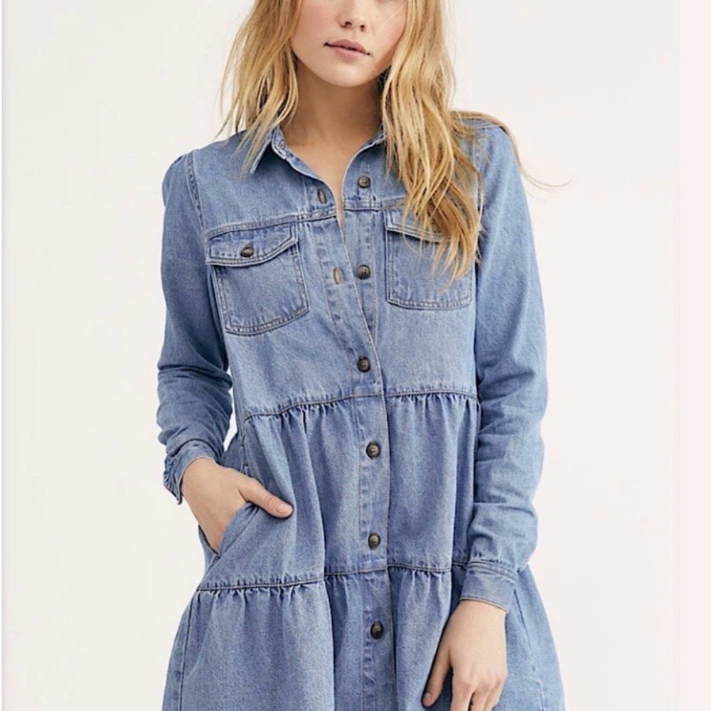 Free People Nicole Denim Shirtdress